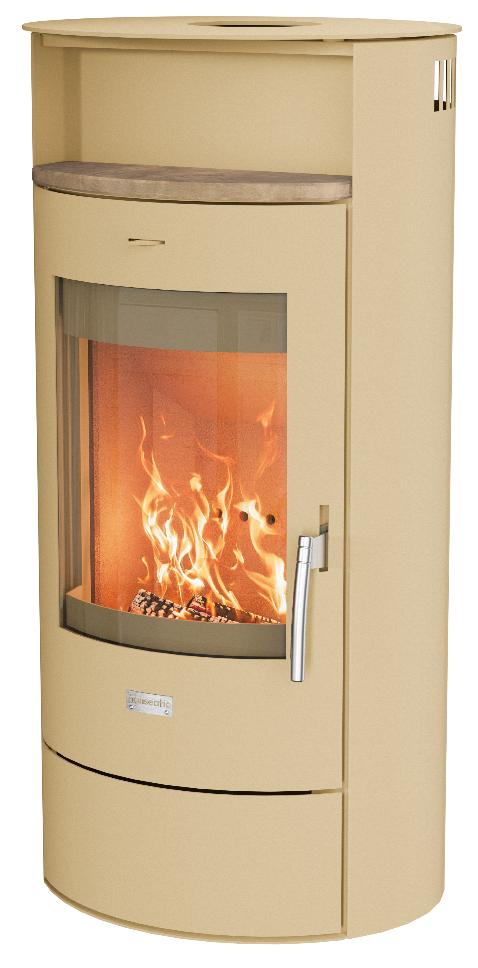 Hanseatic Kaminofen „PIACENZA Stahl beige, Lieferung bis ins Wohnzimmer“ NEU und Exklusiv (RABATT 20%)