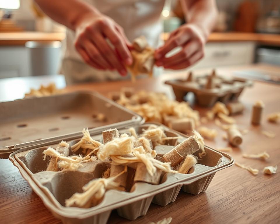 Eierkarton Anzünder Herstellung