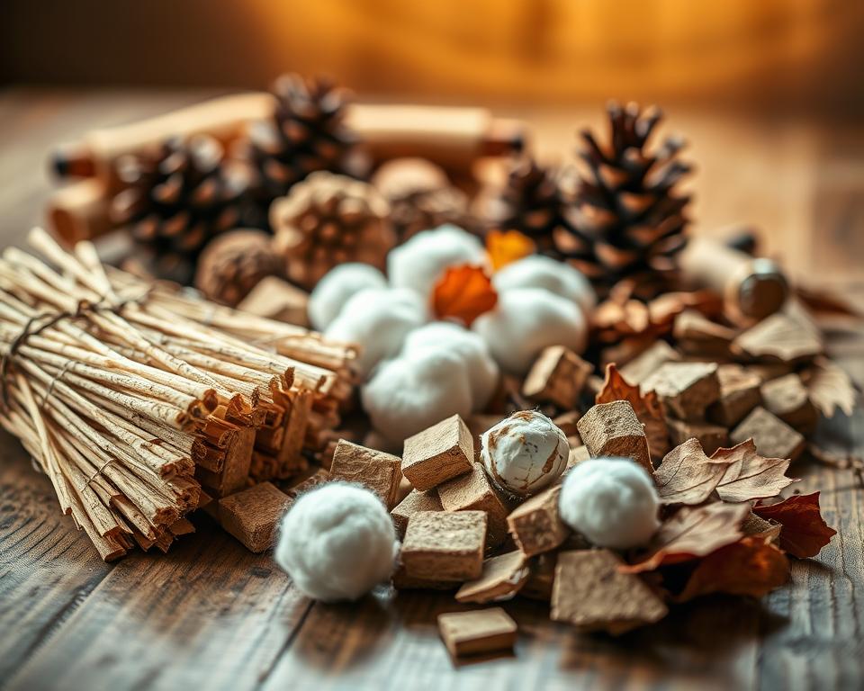 Materialien für Kaminanzünder