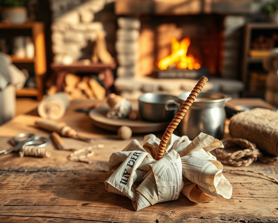 Zeitungsanzünder selbst hergestellt